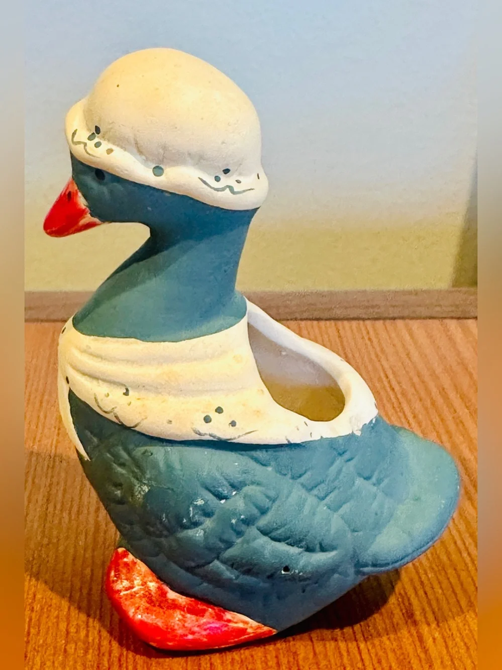 Vintage 1980s Ceramic Geese Salt Pepper Shakers Toothpick Holder 3pc Set Taiwan